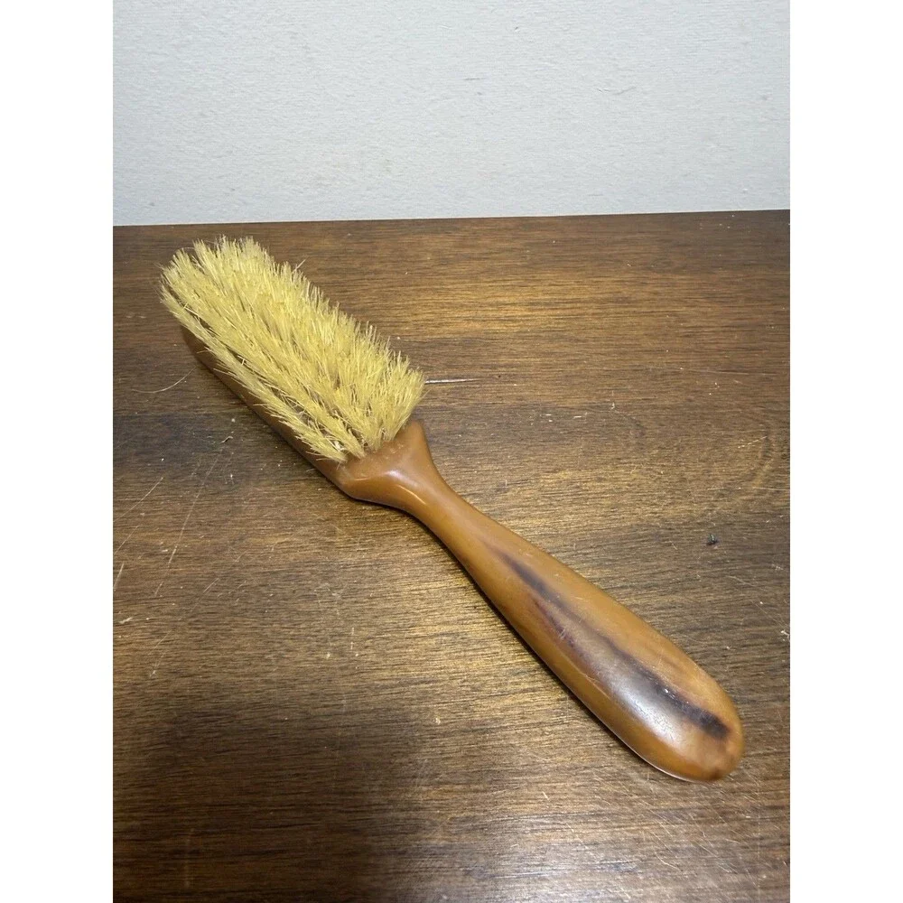 Vintage Avon Flair Hair Brush Brown Faux Tortoiseshell Woodgrain Lucite 1970s